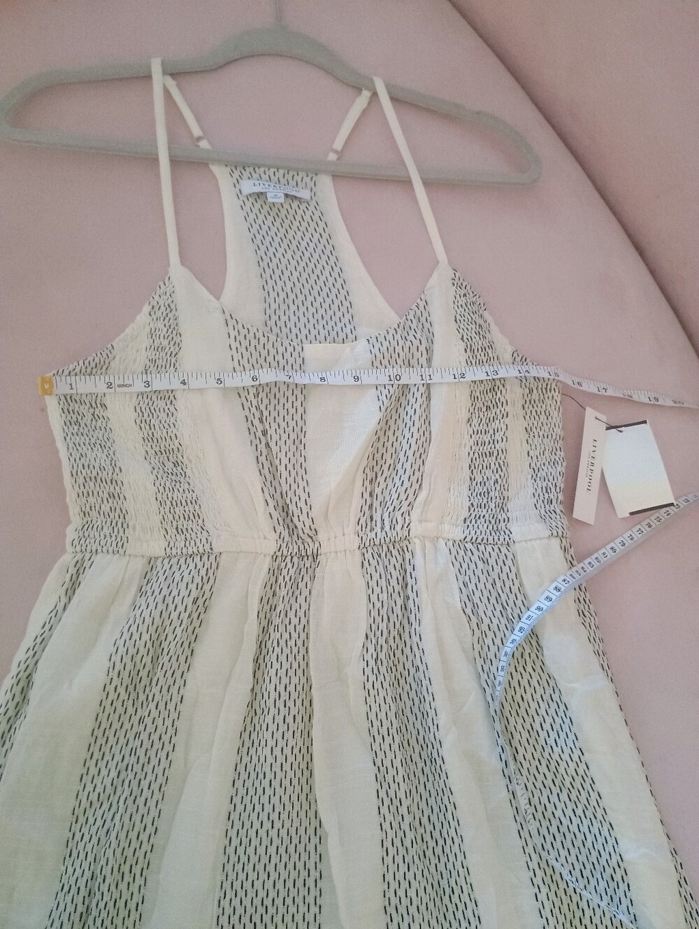 Liverpool Charcoal Thread Striped Cream Maxi Dress Adjustable Spaghetti Straps - Picture 8 of 9